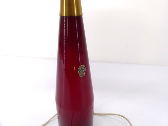 Image 1 of Scandinavian Red Glass Lamp Kastrup Denmark 1960