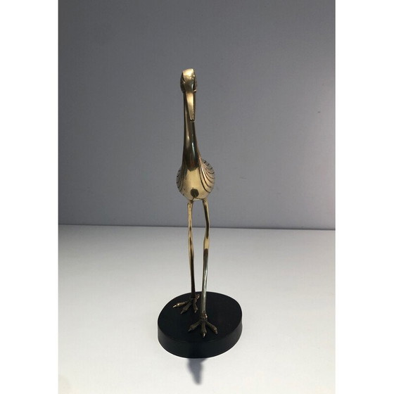 Image 1 of Vintage stylized bird in brass on blackened wood base, 1970