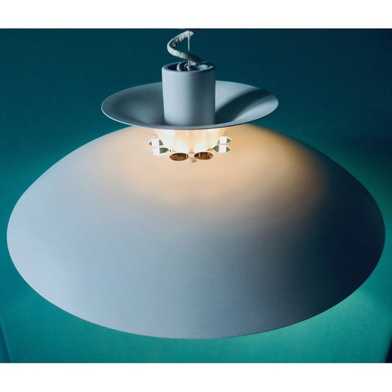 Image 1 of Lampada a sospensione vintage in metallo laccato bianco con 3 tazze, Danimarca 1980