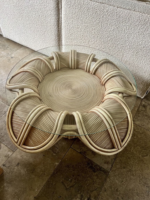 Vivai Del Sud Flower Rattan Coffee Table