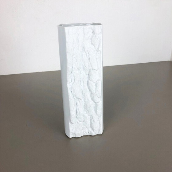 Image 1 of Vaso vintage in porcellana bianca op art per Bareuther, Germania 1970
