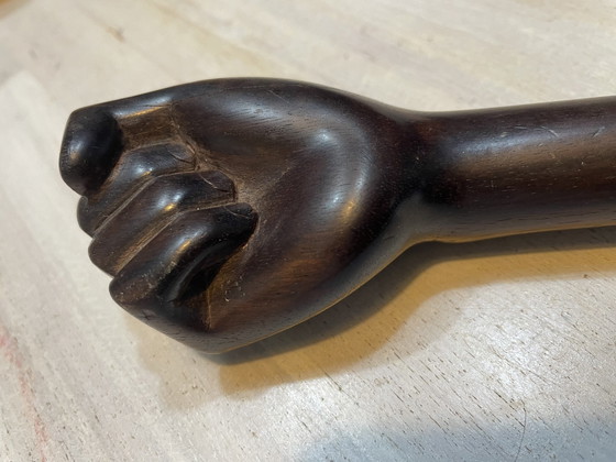 Image 1 of Hardwood Walking Stick With Clenched Fist