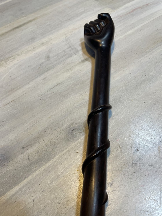 Image 1 of Hardwood Walking Stick With Clenched Fist