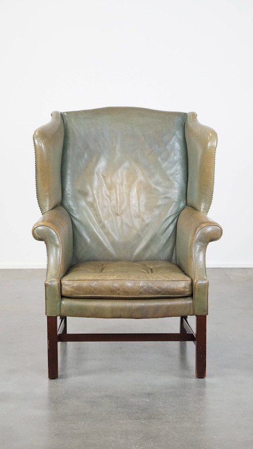 Green Beef Leather Ear Armchair