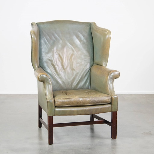 Green Beef Leather Ear Armchair