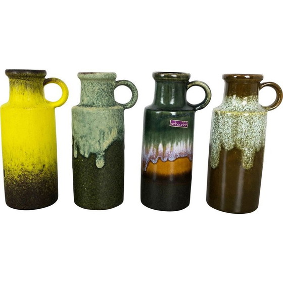 Image 1 of Set of 4 vintage fat ceramic vases from Scheurich, Germany 1970