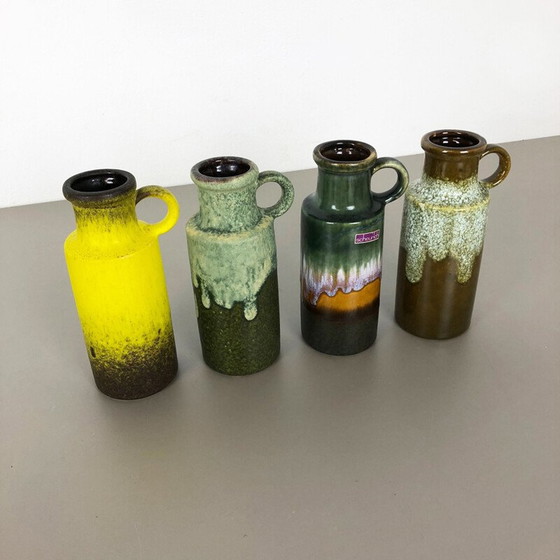 Image 1 of Set of 4 vintage fat ceramic vases from Scheurich, Germany 1970