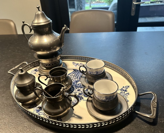 Image 1 of Delft Blue - Pewter Tea Set From Plateelbakij Jumbo