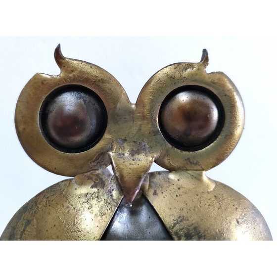 Image 1 of Vintage gilded metal owl, France 1970