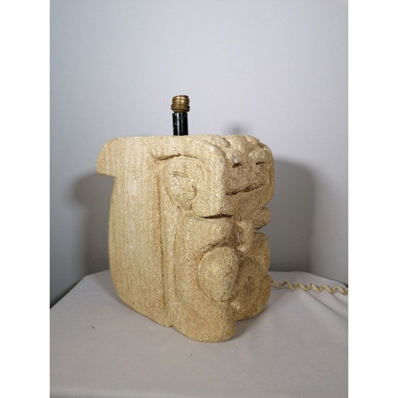 Image 1 of Base per lampada in pietra calcarea intagliata d'epoca, 1976