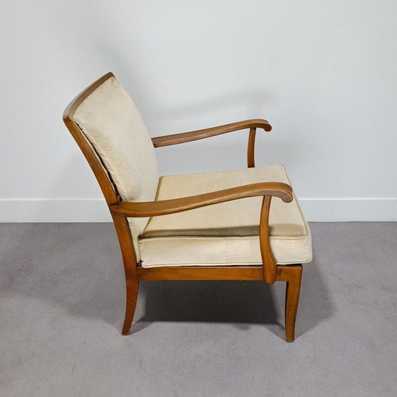 Image 1 of Poltrona vintage in noce e velluto di Knoll Antimott