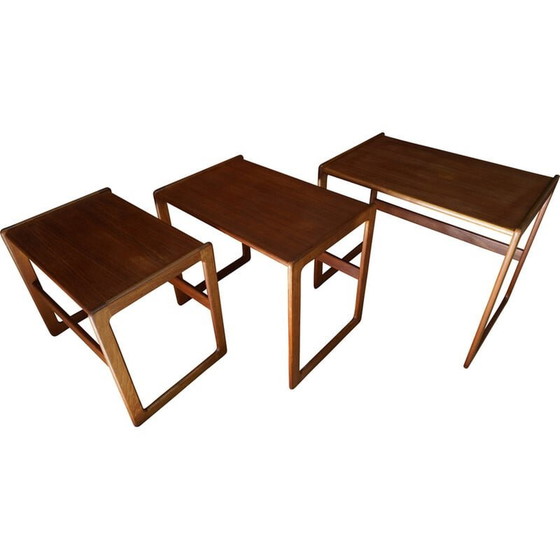 Image 1 of Mid century Danish teak nesting tables by Arne Hovmand Olsen for Mogens Kold, 1960