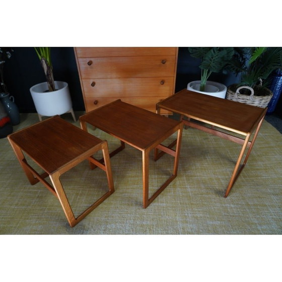 Image 1 of Mid century Danish teak nesting tables by Arne Hovmand Olsen for Mogens Kold, 1960