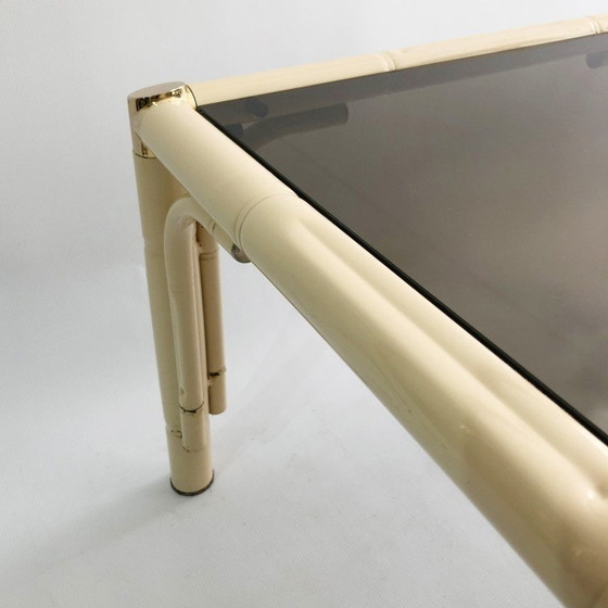 Image 1 of Tavolino vintage in vetro e finto bambù, Italia 1970