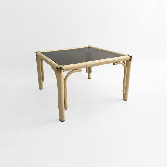 Image 1 of Tavolino vintage in vetro e finto bambù, Italia 1970