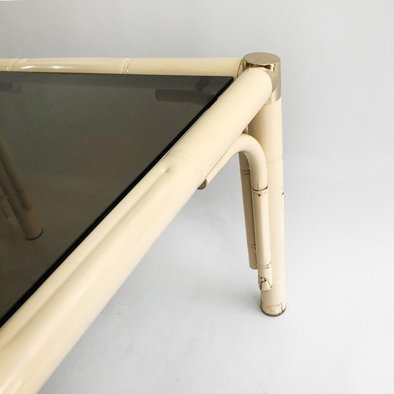 Image 1 of Tavolino vintage in vetro e finto bambù, Italia 1970