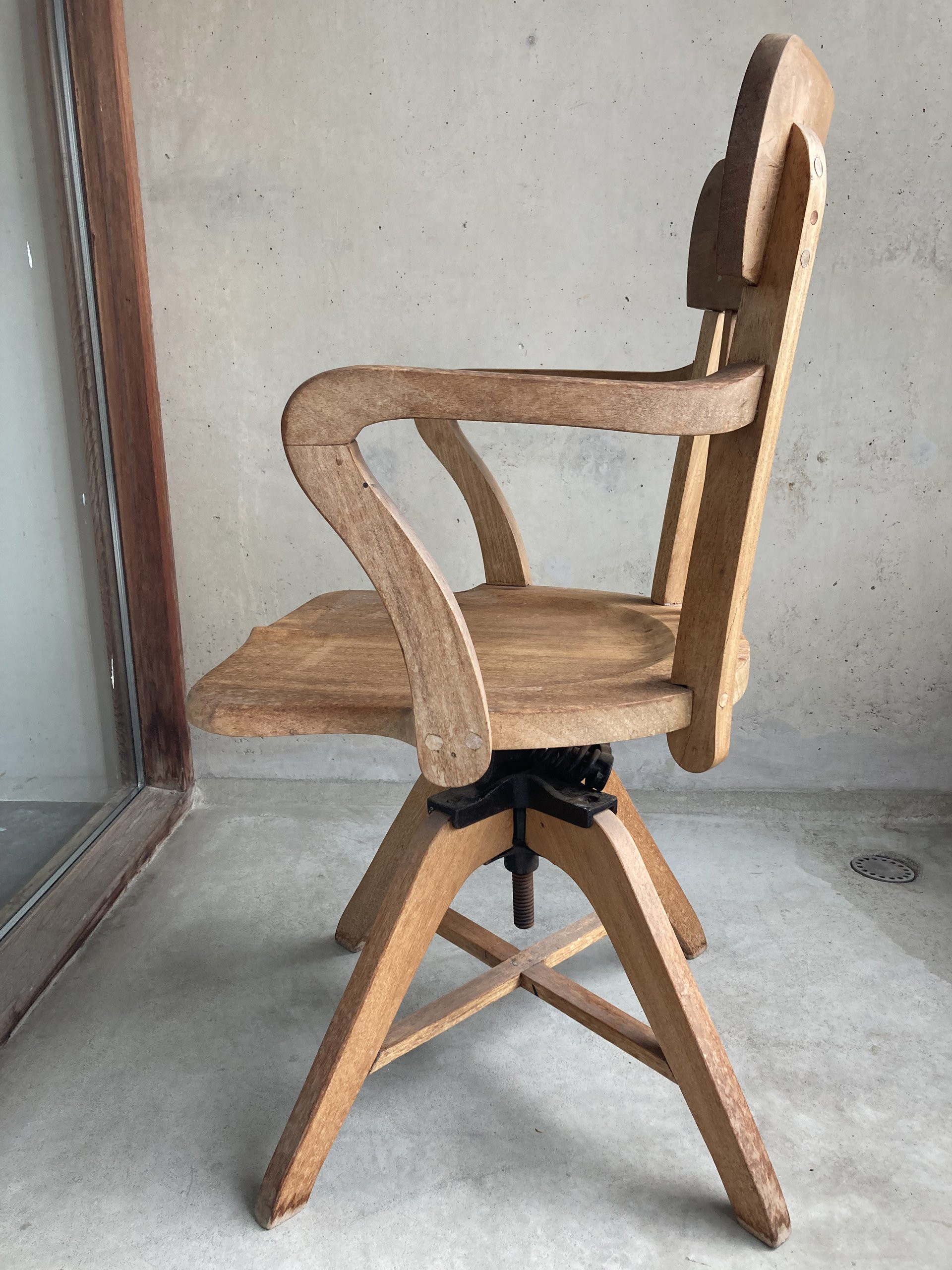 Vintage wood swivel hotsell chair