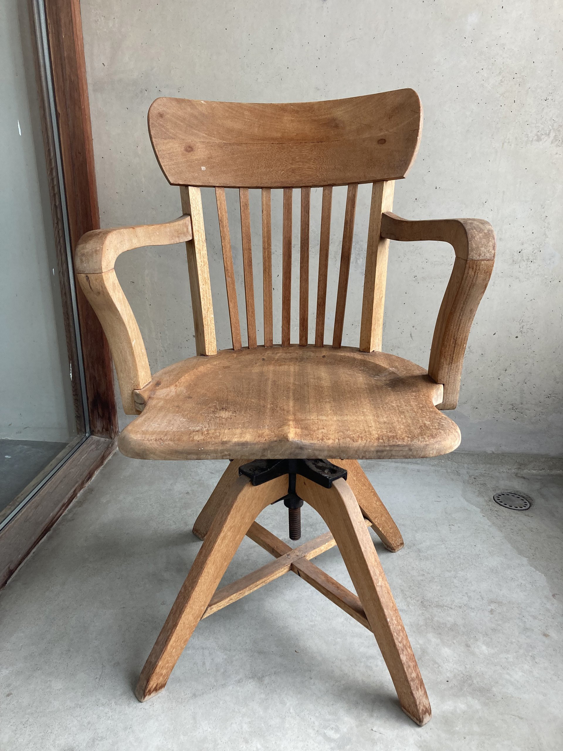 Vintage wood best sale swivel chair