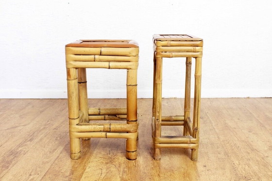 Image 1 of 2x side tables in bamboo 1970s