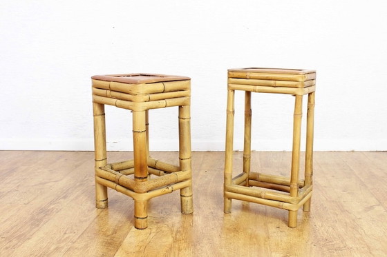 Image 1 of 2x side tables in bamboo 1970s