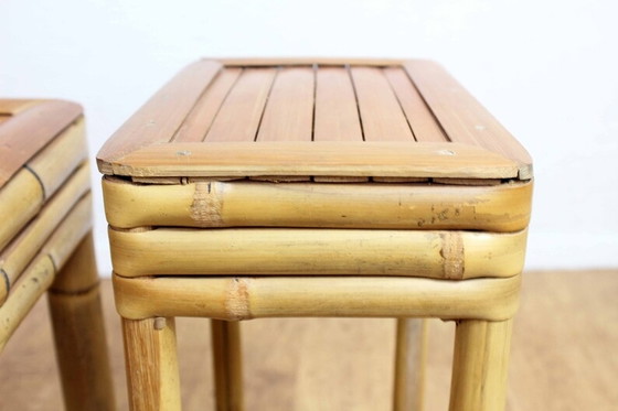 Image 1 of 2x side tables in bamboo 1970s