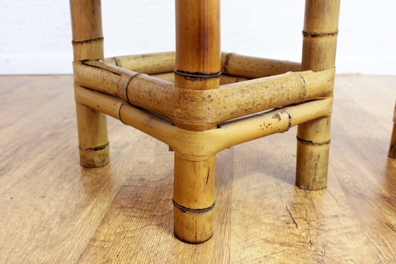 Image 1 of 2x side tables in bamboo 1970s