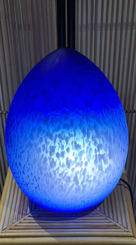 Image 1 of Blue Clouded Egg Lamp '80