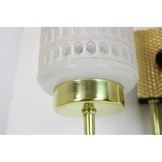 Image 1 of Pair of vintage glass and brass wall lamp, Germany 1970