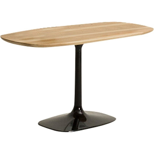 Vintage coffee table in solid walnut and black metal