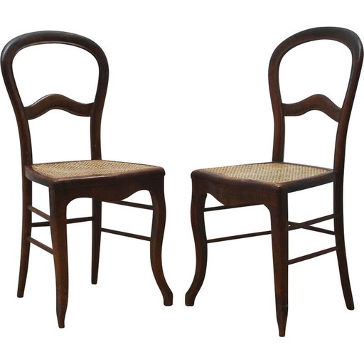 Vintage cherrywood chair with cane seat