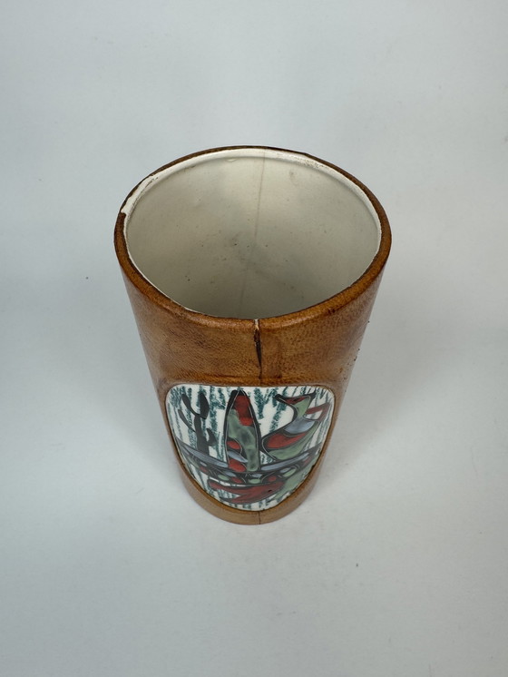 Image 1 of Italian Leather Vase