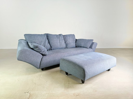 Rolf Benz Sofa 333 Couch With Ottoman Footstool Three-Seater