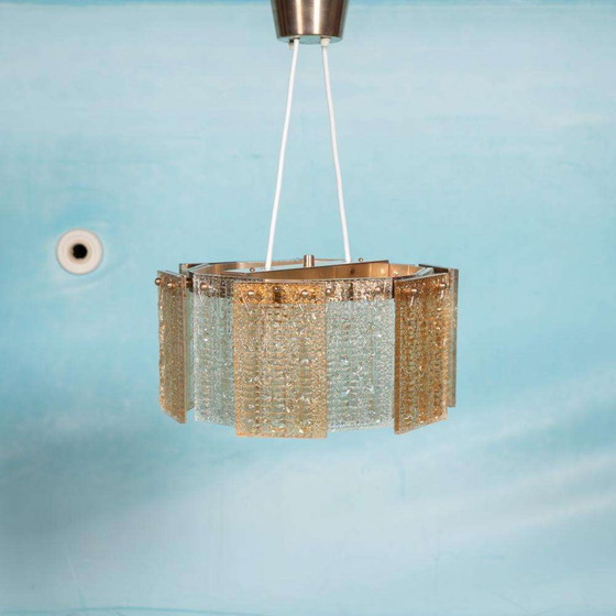 Image 1 of Lampe suspendue vintage en verre orrefors, Lampe suspendue en verre Regency 60s