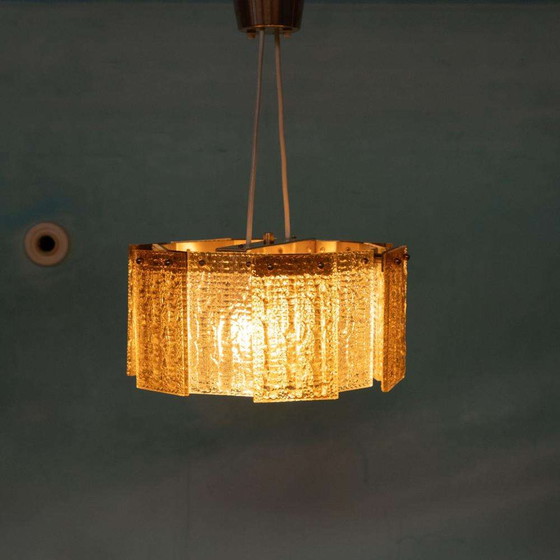 Image 1 of Lampe suspendue vintage en verre orrefors, Lampe suspendue en verre Regency 60s