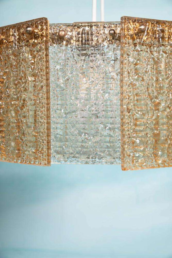 Image 1 of Lampe suspendue vintage en verre orrefors, Lampe suspendue en verre Regency 60s
