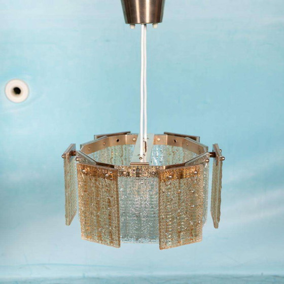 Image 1 of Lampe suspendue vintage en verre orrefors, Lampe suspendue en verre Regency 60s