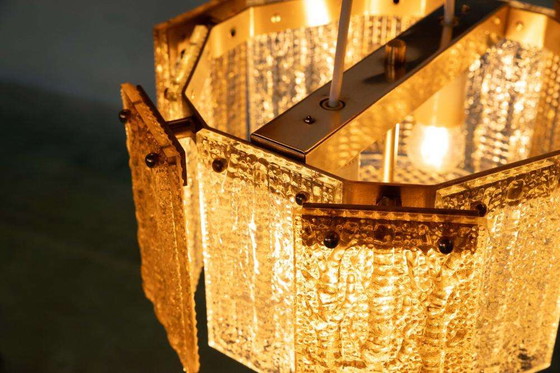 Image 1 of Lampe suspendue vintage en verre orrefors, Lampe suspendue en verre Regency 60s