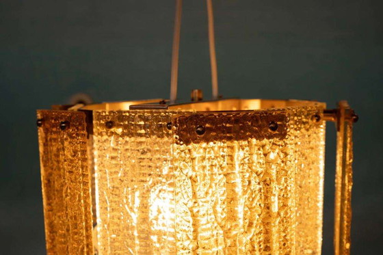 Image 1 of Lampe suspendue vintage en verre orrefors, Lampe suspendue en verre Regency 60s