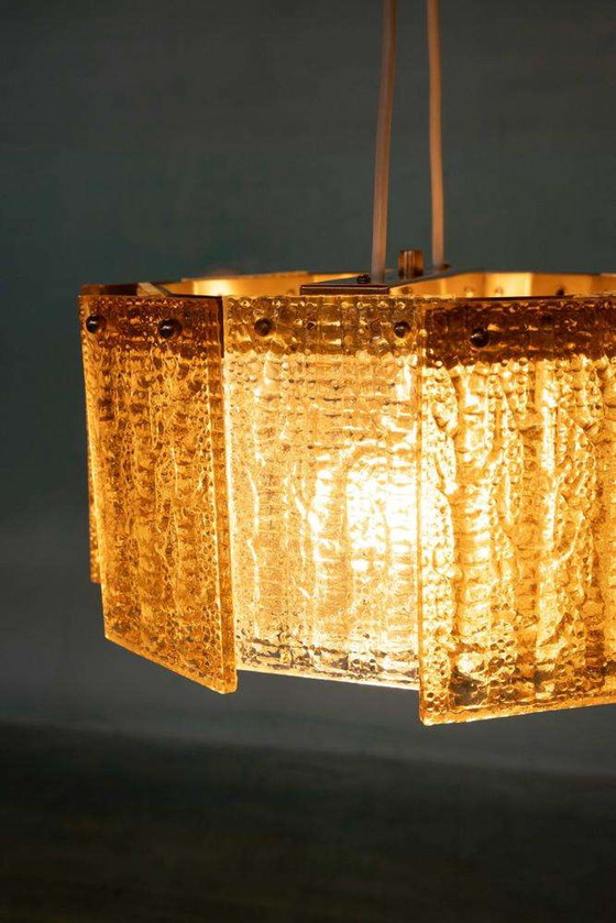 Image 1 of Lampe suspendue vintage en verre orrefors, Lampe suspendue en verre Regency 60s