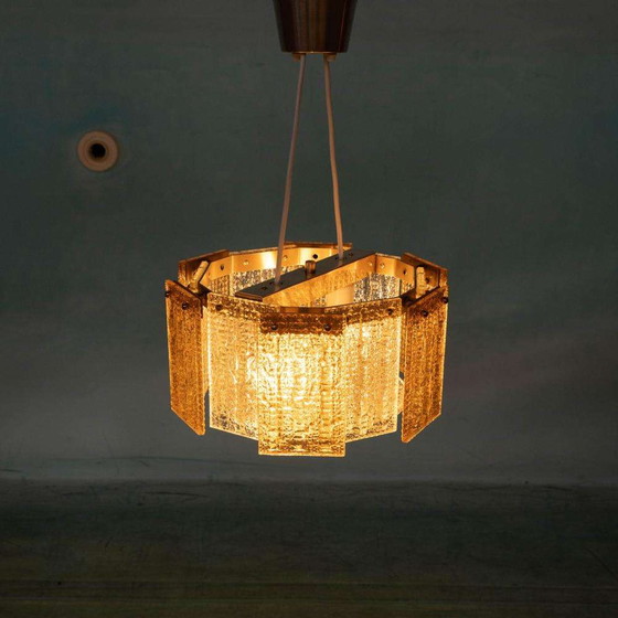 Image 1 of Lampe suspendue vintage en verre orrefors, Lampe suspendue en verre Regency 60s