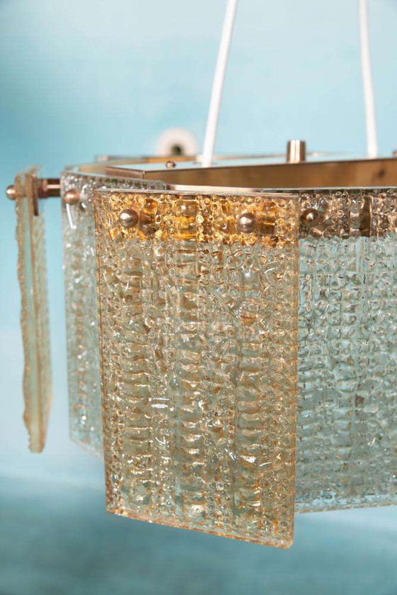 Image 1 of Lampe suspendue vintage en verre orrefors, Lampe suspendue en verre Regency 60s
