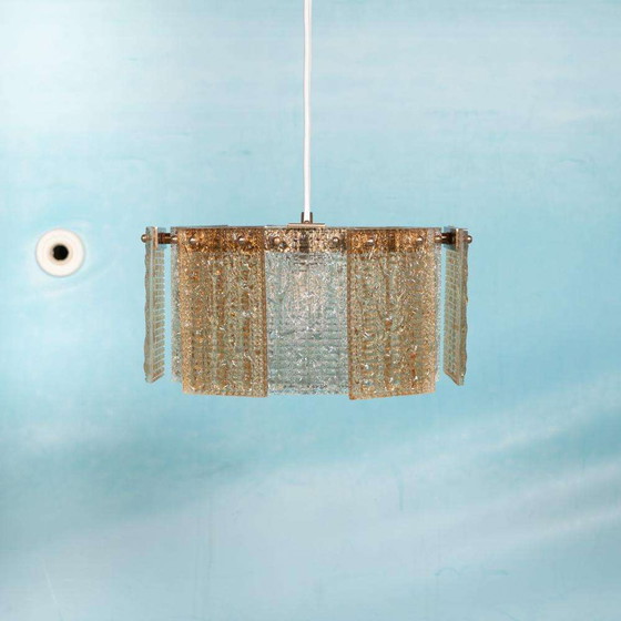 Image 1 of Lampe suspendue vintage en verre orrefors, Lampe suspendue en verre Regency 60s