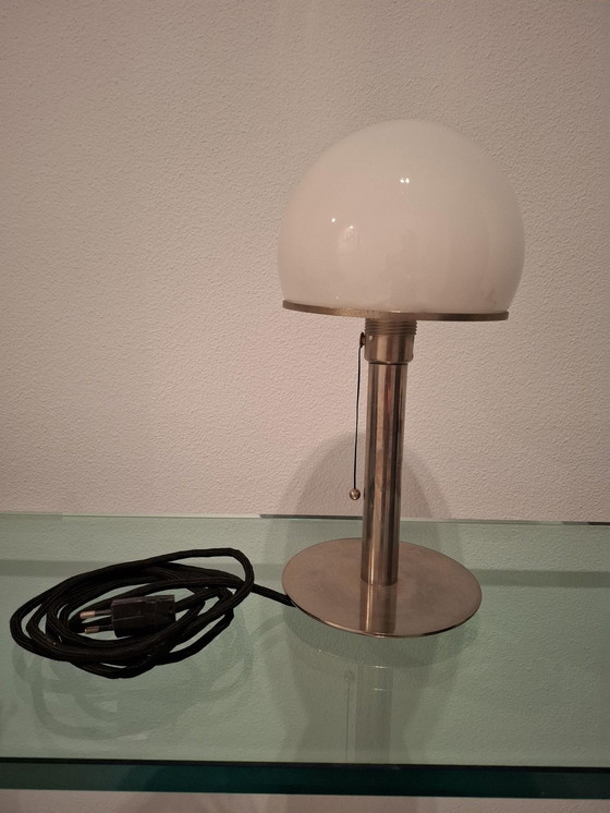 Image 1 of Design Table Lamp Wilhelm Wagenfeld, Label "Tectalumen Walter Schnepel"