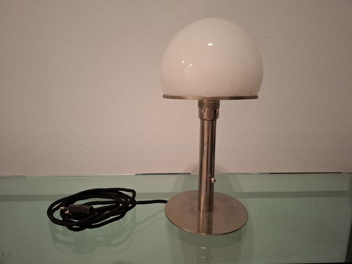 Design Table Lamp Wilhelm Wagenfeld, Label "Tectalumen Walter Schnepel"