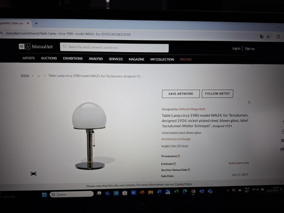 Image 1 of Design Table Lamp Wilhelm Wagenfeld, Label "Tectalumen Walter Schnepel"