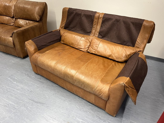 Image 1 of 2x Mid - Century Sofa Cognac