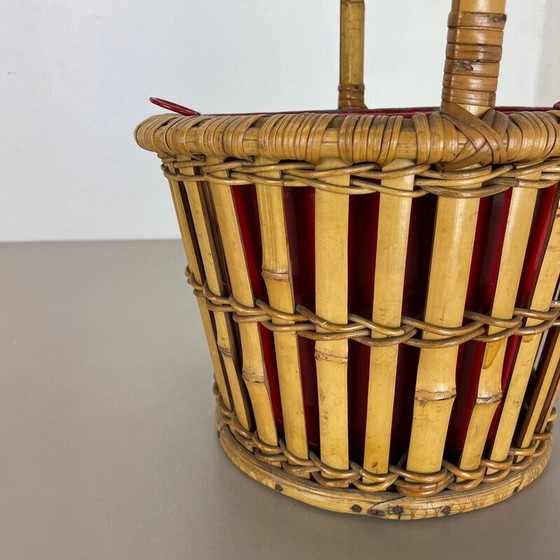 Image 1 of Vintage minimalistic bamboo and metal plant stand, France 1960s