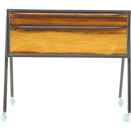 Mueble de costura vintage chapado en palisandro, Dinamarca, 1960