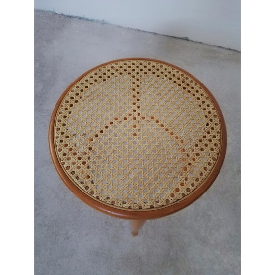 Image 1 of Vintage Viennese wood and straw stool