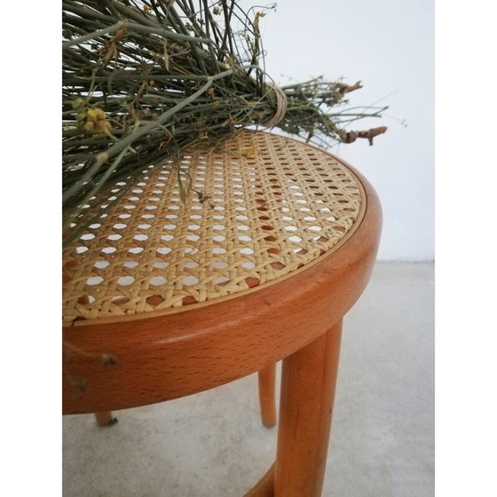 Image 1 of Vintage Viennese wood and straw stool